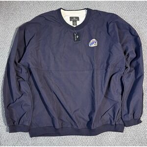 Antigua Men's Navy Pullover Windbreaker Size Large Lightweight Millers Lite Logo